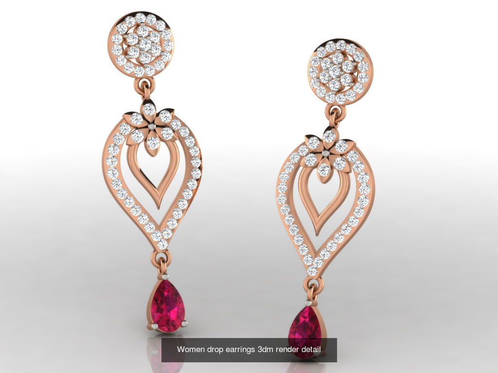 162 Women drop earrings 3dm render detail  3D Model Collection_103