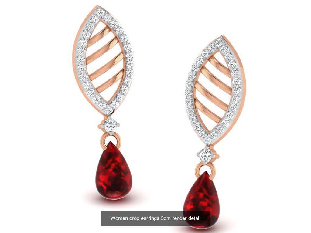 162 Women drop earrings 3dm render detail  3D Model Collection_80