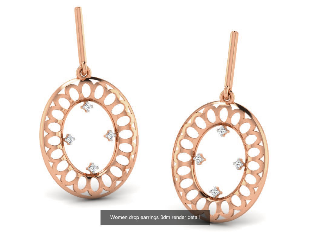 162 Women drop earrings 3dm render detail  3D Model Collection_71