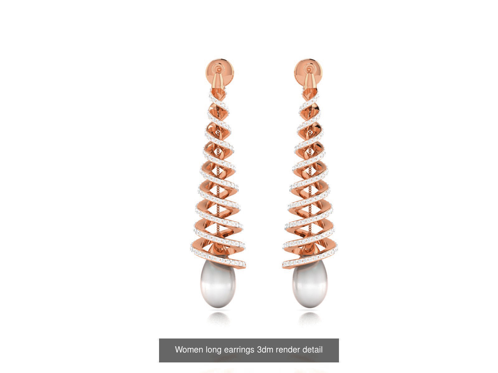 162 Women drop earrings 3dm render detail  3D Model Collection_56