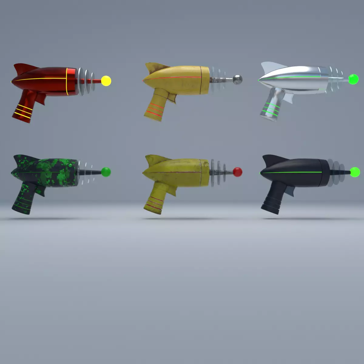 Ray gun with 6 textures Low-poly 3D model