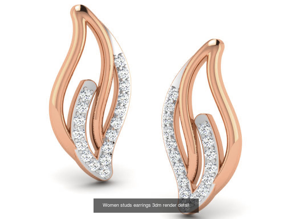 395 Women studs earrings 3dm render detail  3D Model Collection_187