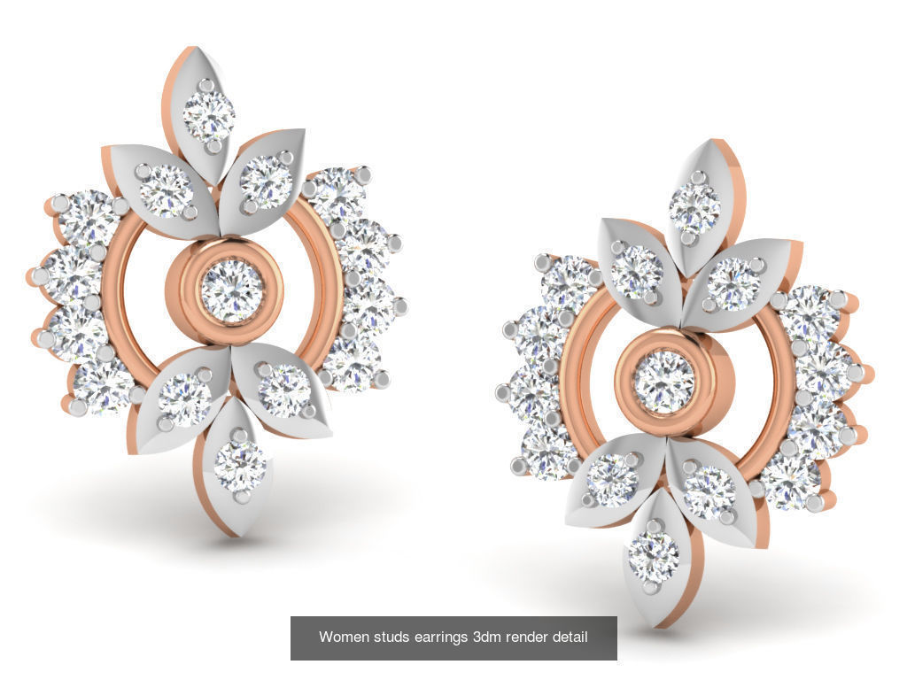 395 Women studs earrings 3dm render detail  3D Model Collection_160