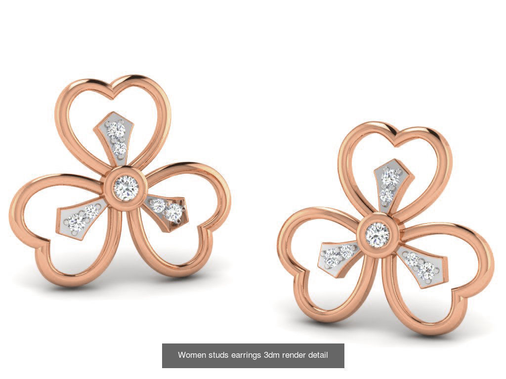 395 Women studs earrings 3dm render detail  3D Model Collection_180