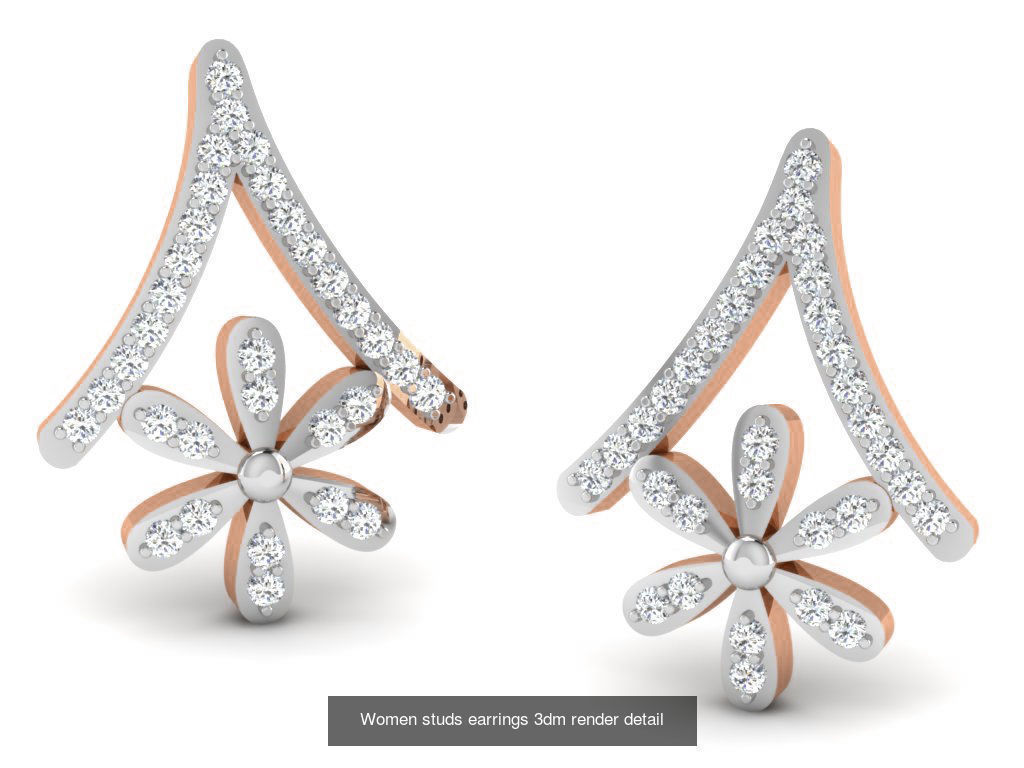 395 Women studs earrings 3dm render detail  3D Model Collection_189