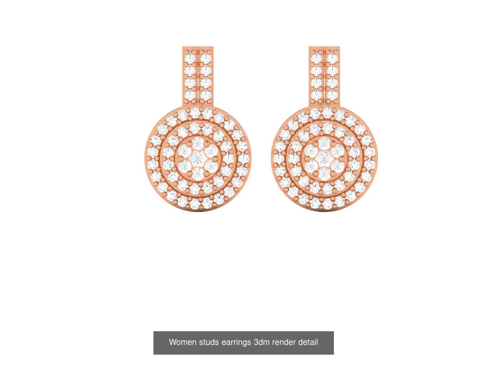 395 Women studs earrings 3dm render detail  3D Model Collection_72