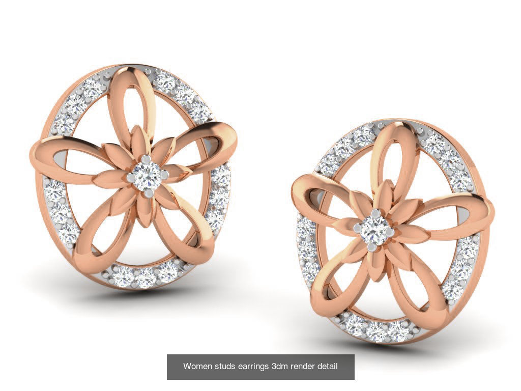 395 Women studs earrings 3dm render detail  3D Model Collection_234