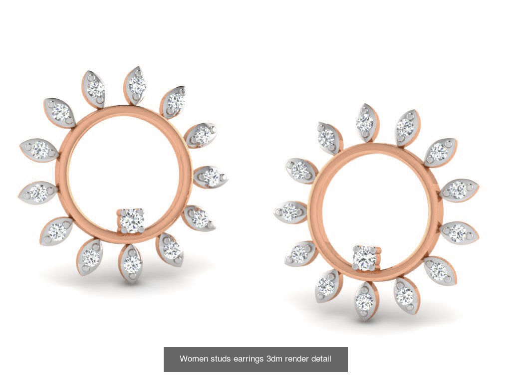 395 Women studs earrings 3dm render detail  3D Model Collection_39