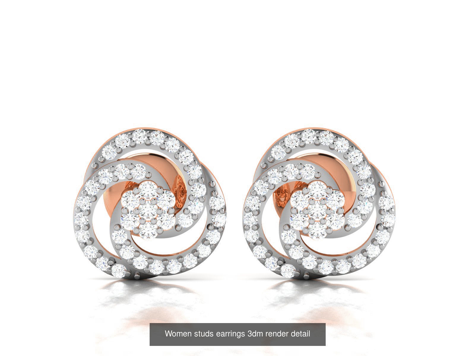 395 Women studs earrings 3dm render detail  3D Model Collection_102