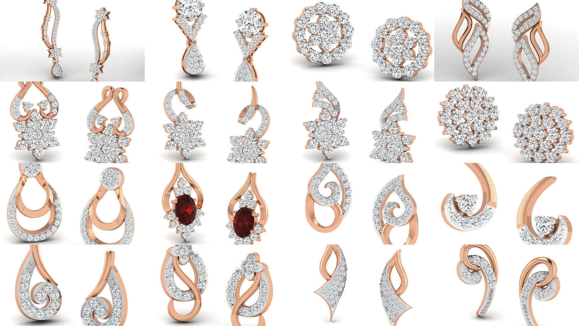 395 Women studs earrings 3dm render detail  3D Model Collection_53