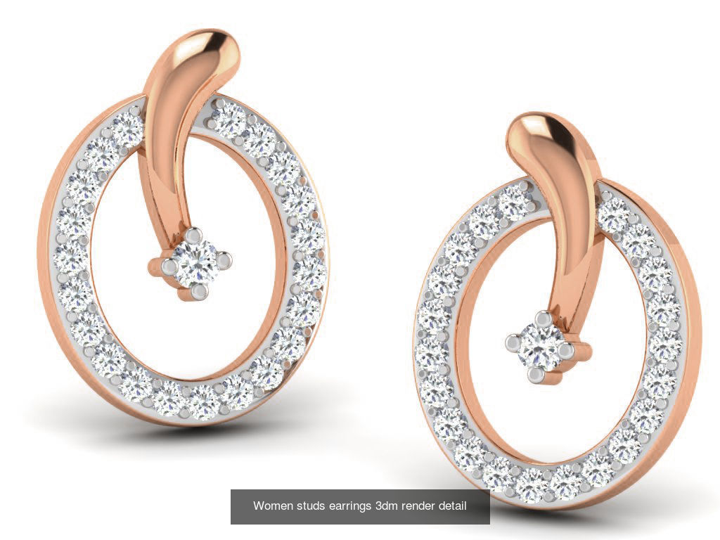 395 Women studs earrings 3dm render detail  3D Model Collection_192