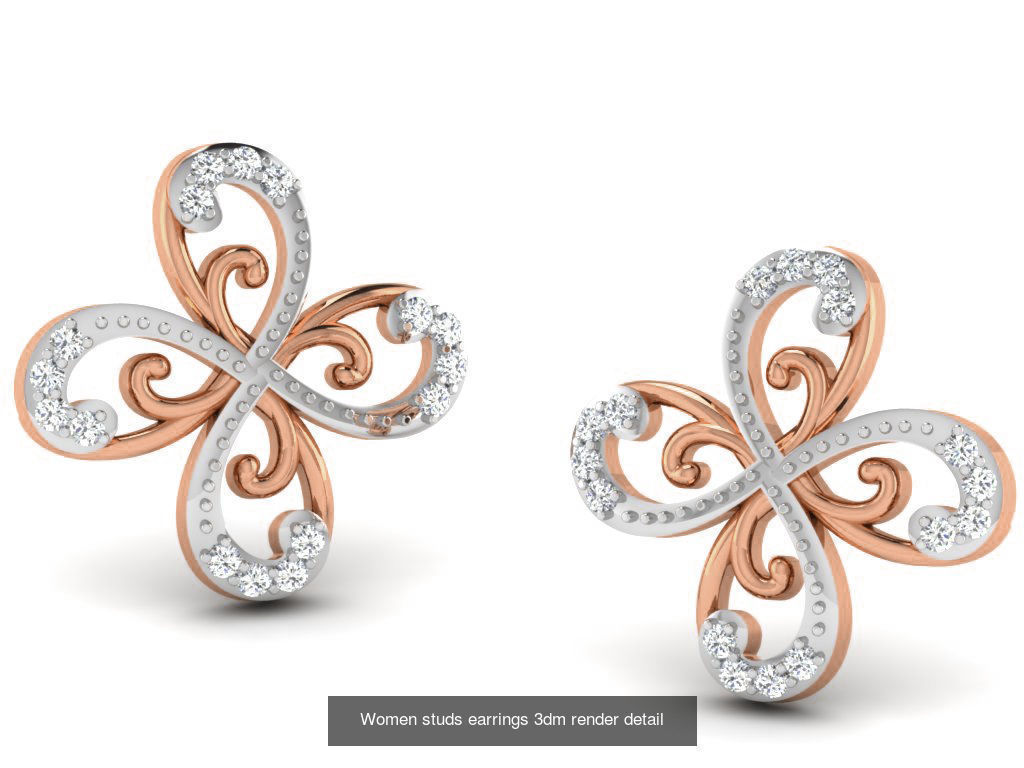 395 Women studs earrings 3dm render detail  3D Model Collection_183