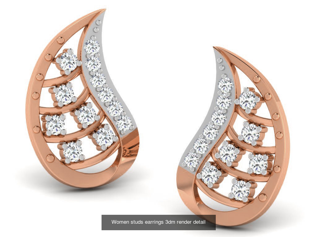 395 Women studs earrings 3dm render detail  3D Model Collection_151