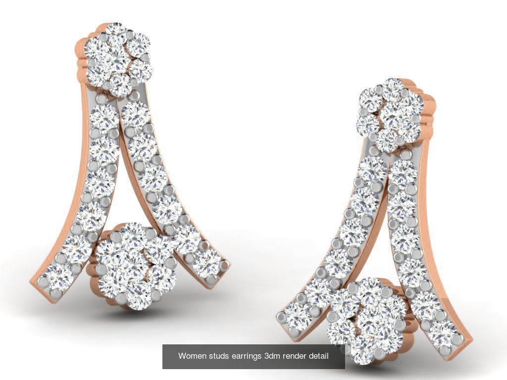 395 Women studs earrings 3dm render detail  3D Model Collection_61