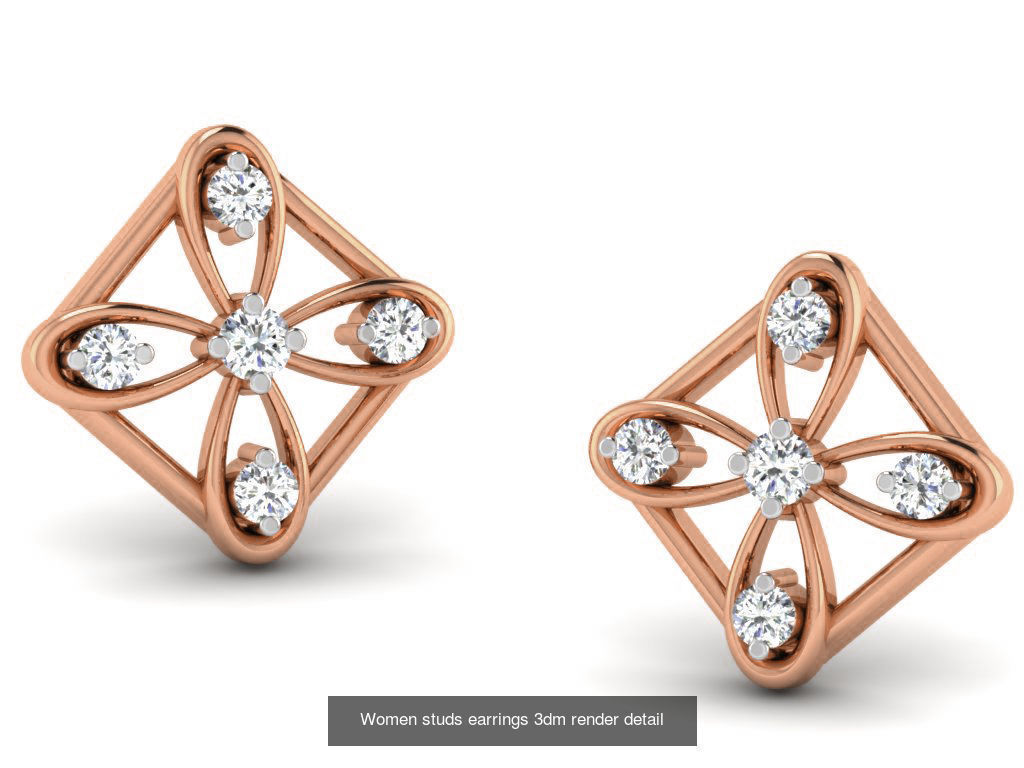 395 Women studs earrings 3dm render detail  3D Model Collection_221