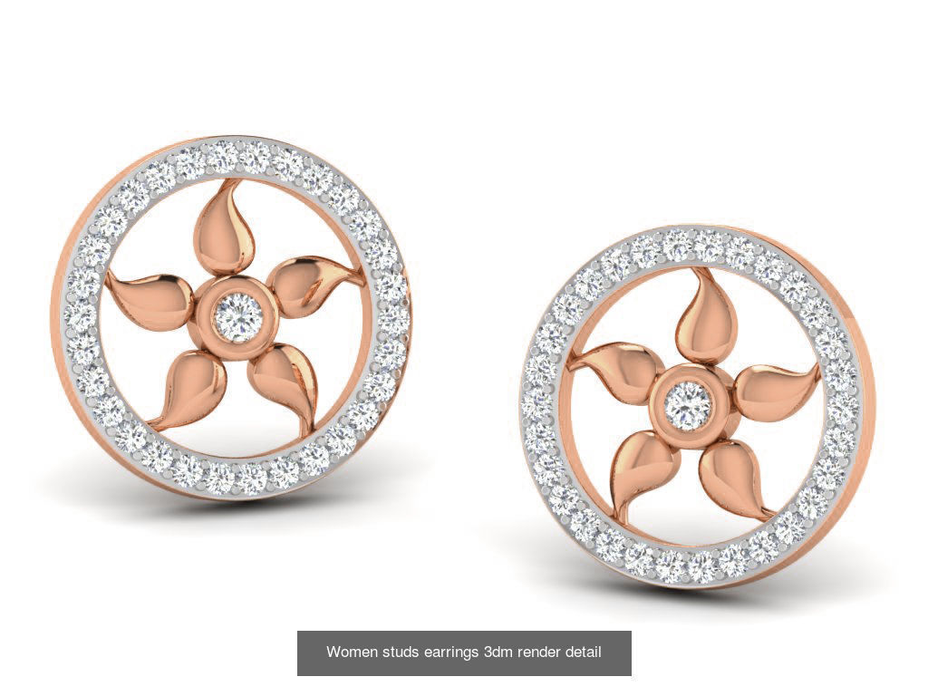 395 Women studs earrings 3dm render detail  3D Model Collection_230
