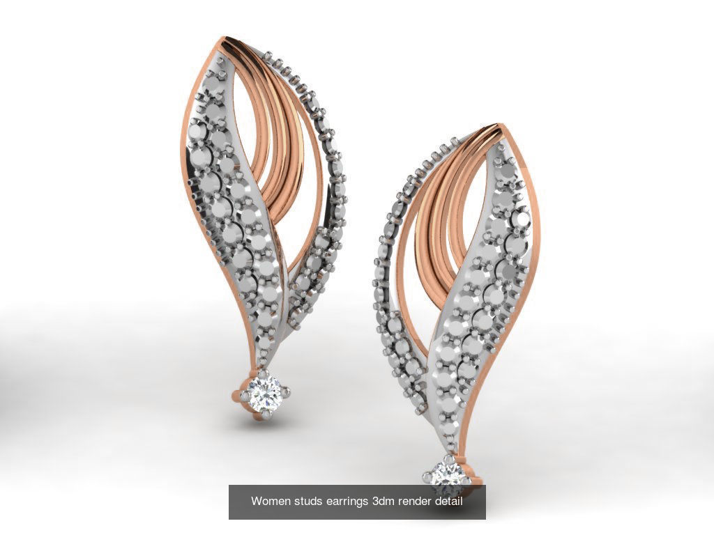 395 Women studs earrings 3dm render detail  3D Model Collection_90