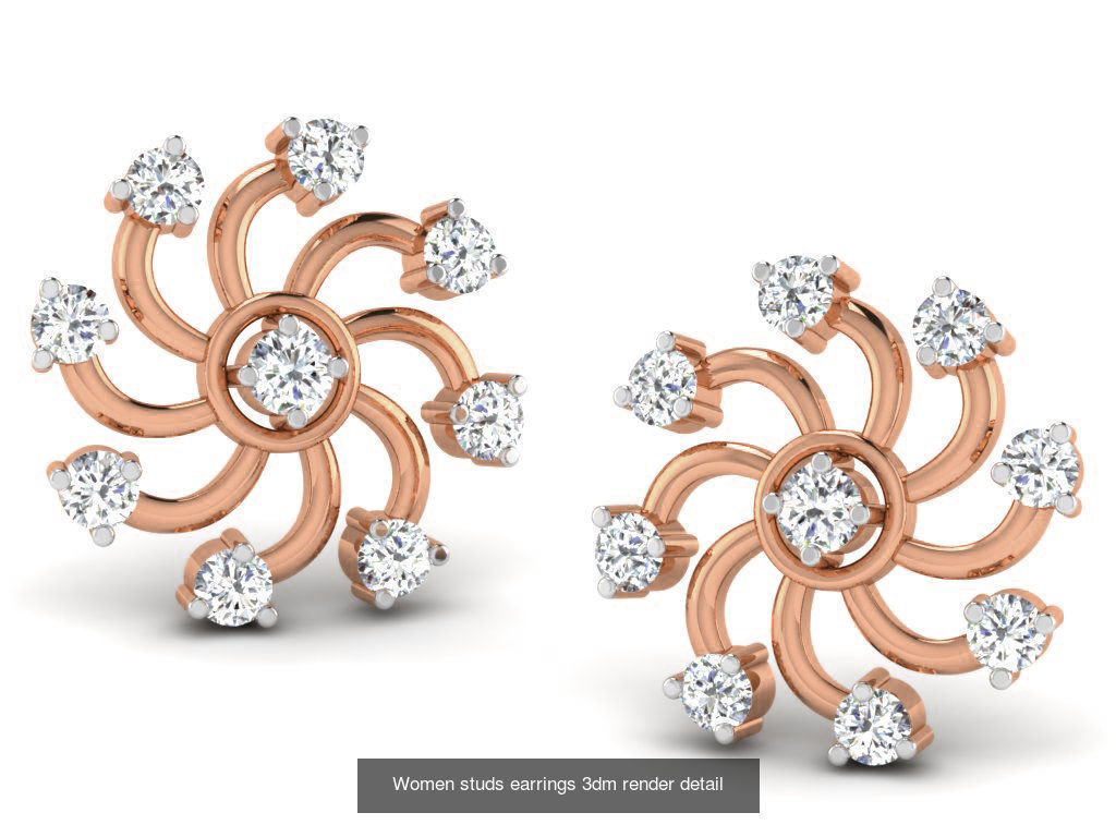 395 Women studs earrings 3dm render detail  3D Model Collection_165