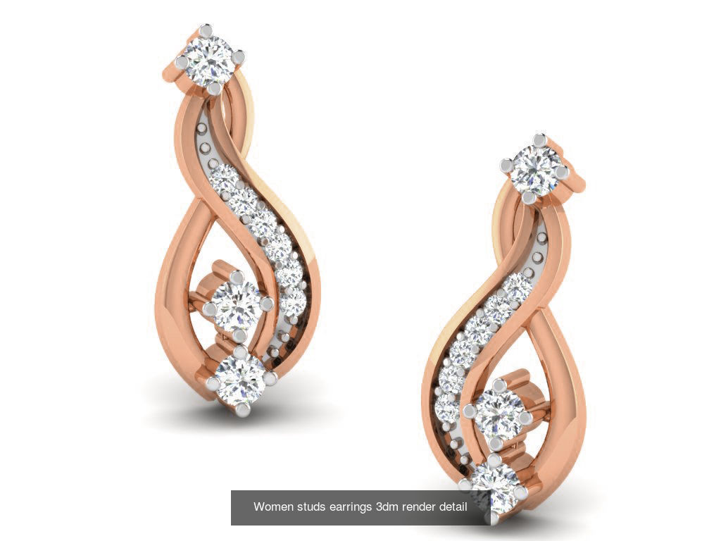395 Women studs earrings 3dm render detail  3D Model Collection_128