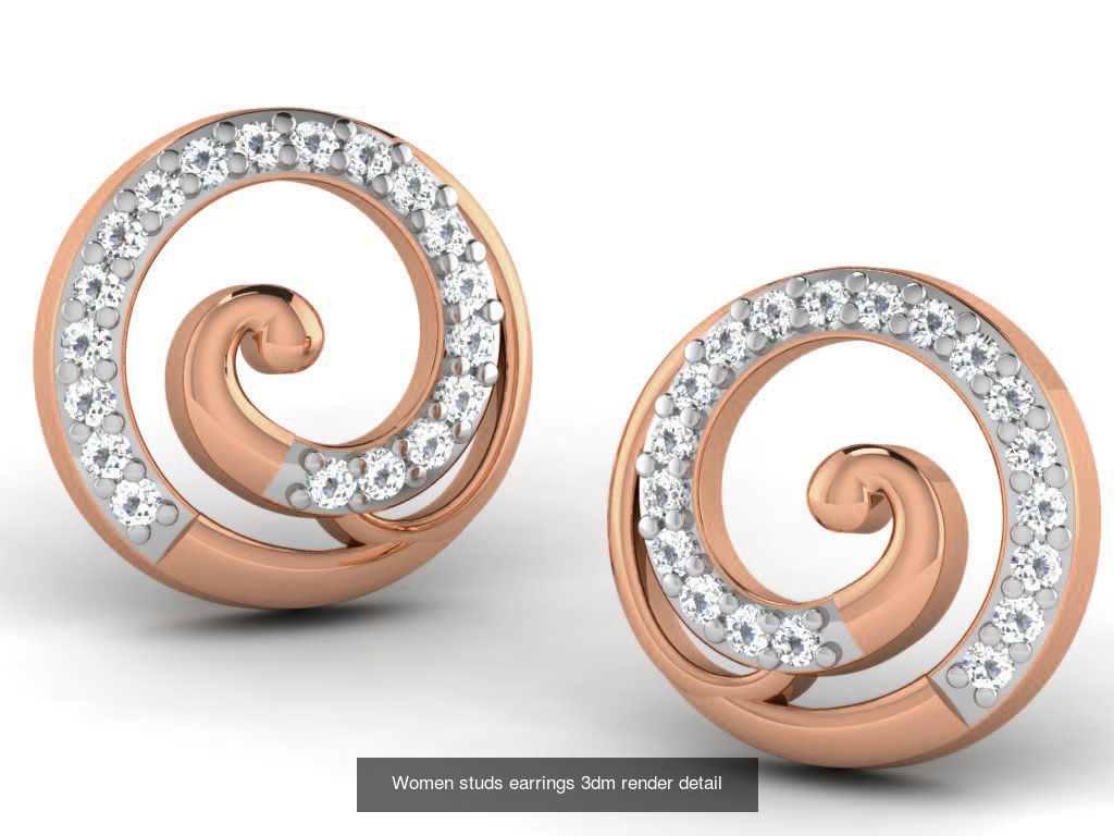 395 Women studs earrings 3dm render detail  3D Model Collection_133