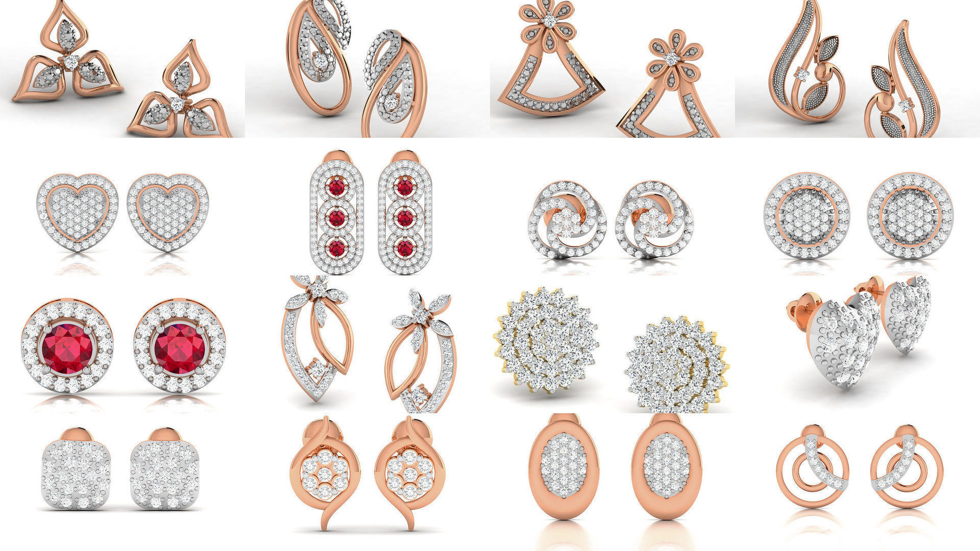 395 Women studs earrings 3dm render detail  3D Model Collection_5