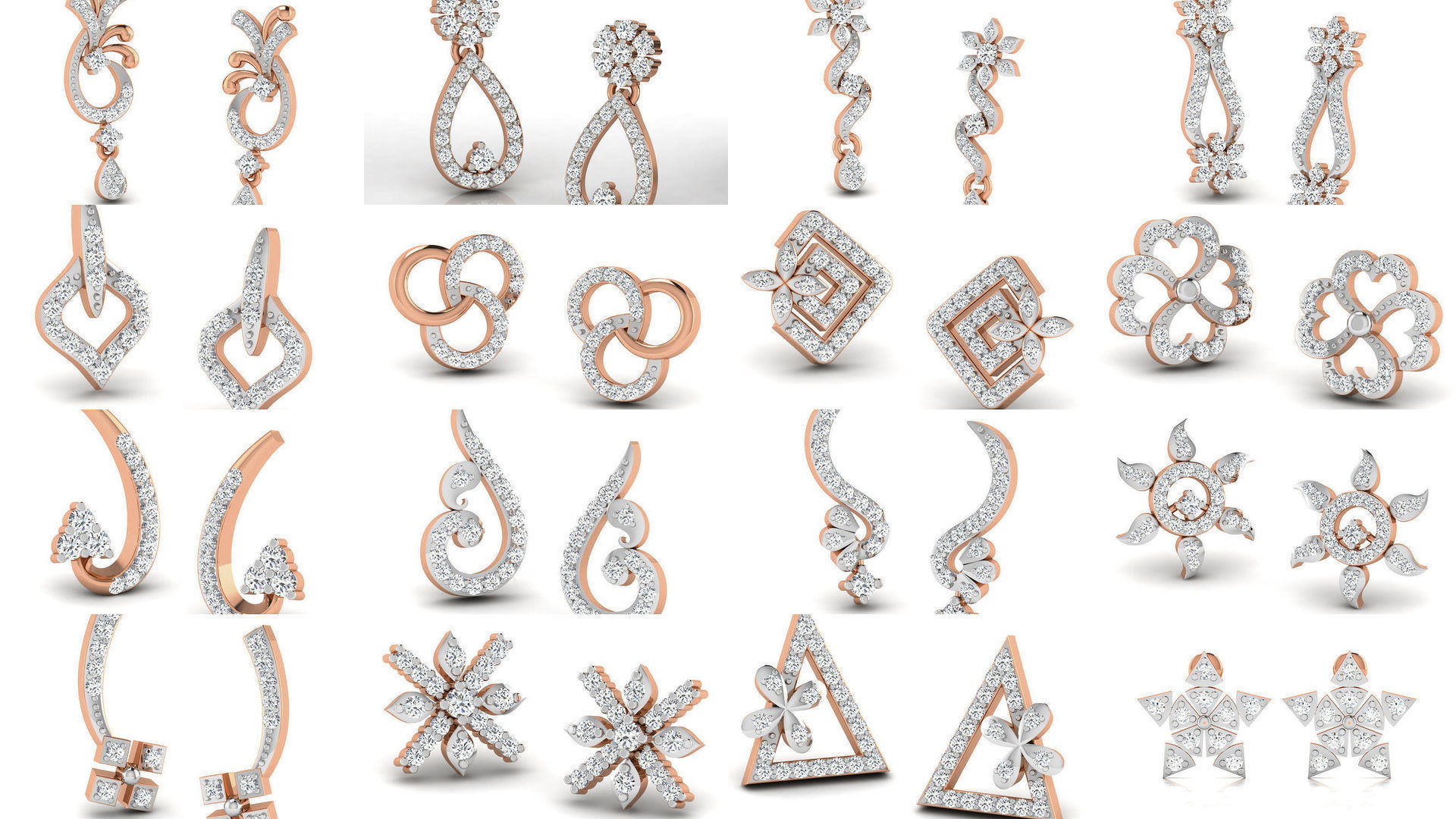 395 Women studs earrings 3dm render detail  3D Model Collection_29