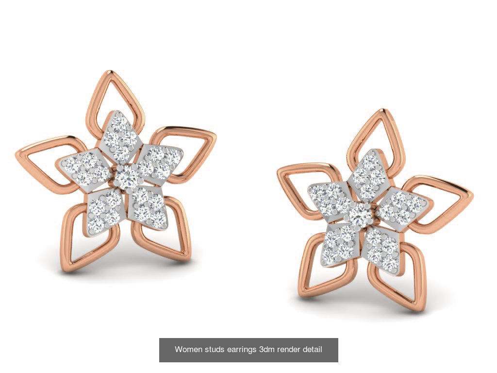 395 Women studs earrings 3dm render detail  3D Model Collection_196