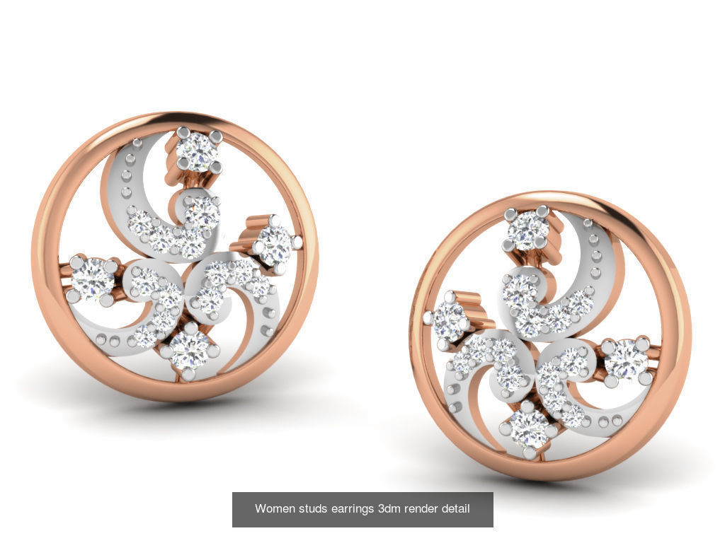 395 Women studs earrings 3dm render detail  3D Model Collection_126