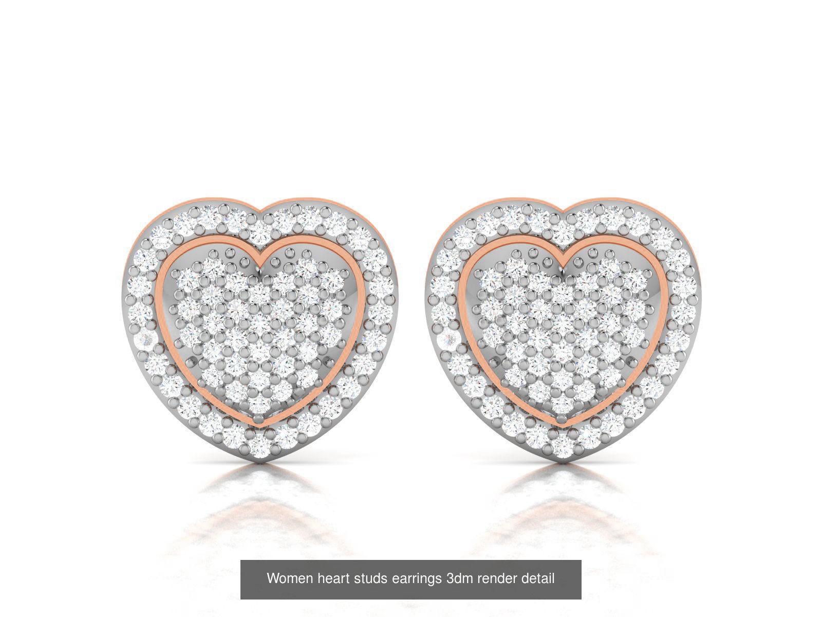 395 Women studs earrings 3dm render detail  3D Model Collection_100