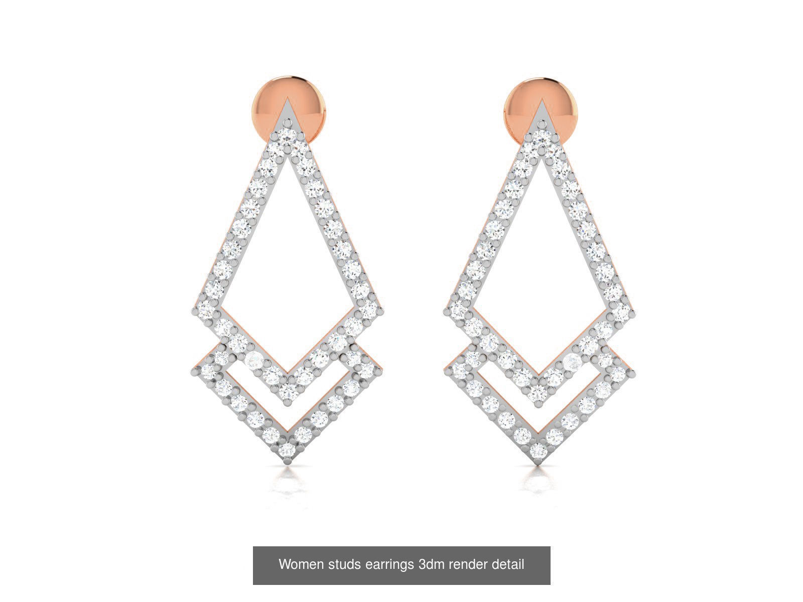 395 Women studs earrings 3dm render detail  3D Model Collection_123