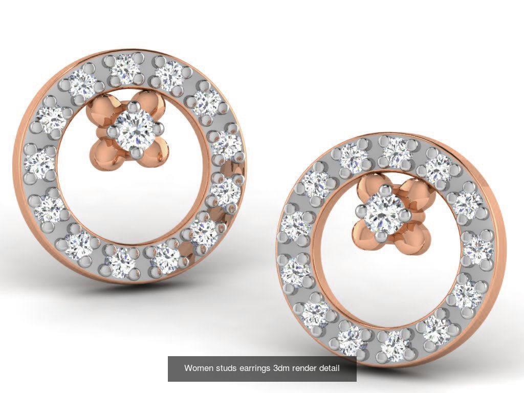 395 Women studs earrings 3dm render detail  3D Model Collection_132