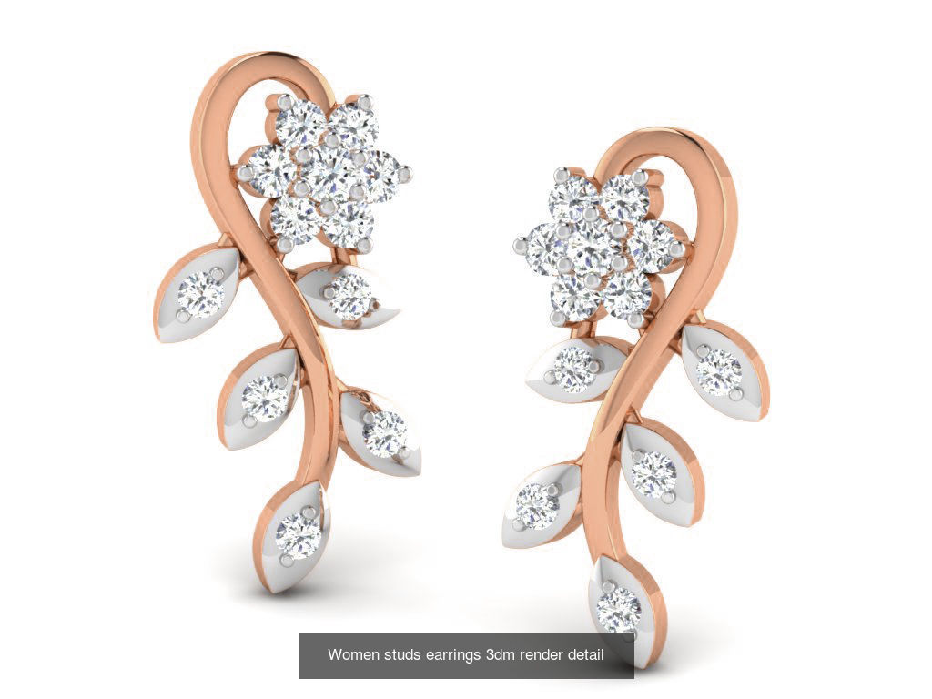 395 Women studs earrings 3dm render detail  3D Model Collection_168
