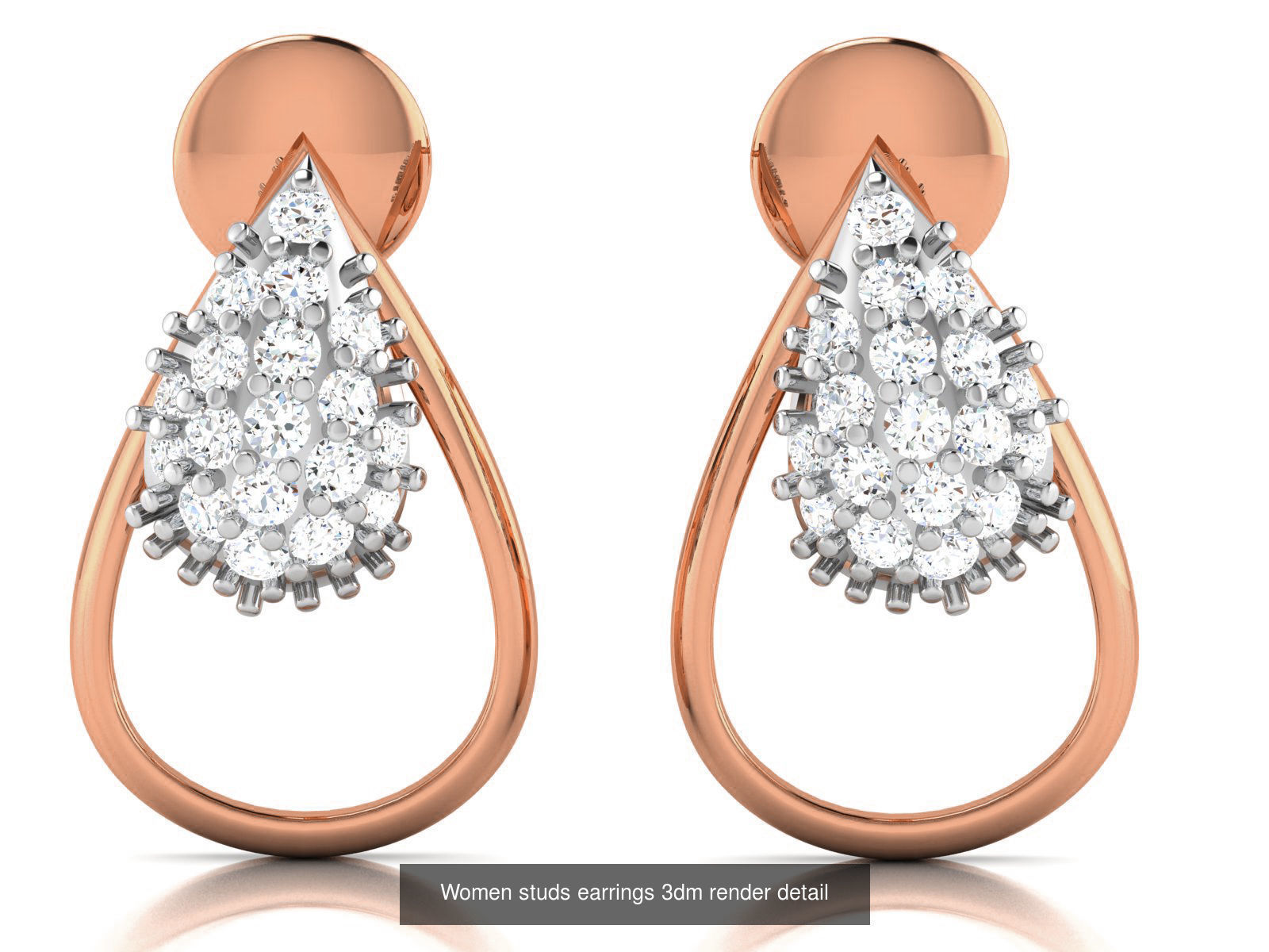 395 Women studs earrings 3dm render detail  3D Model Collection_95