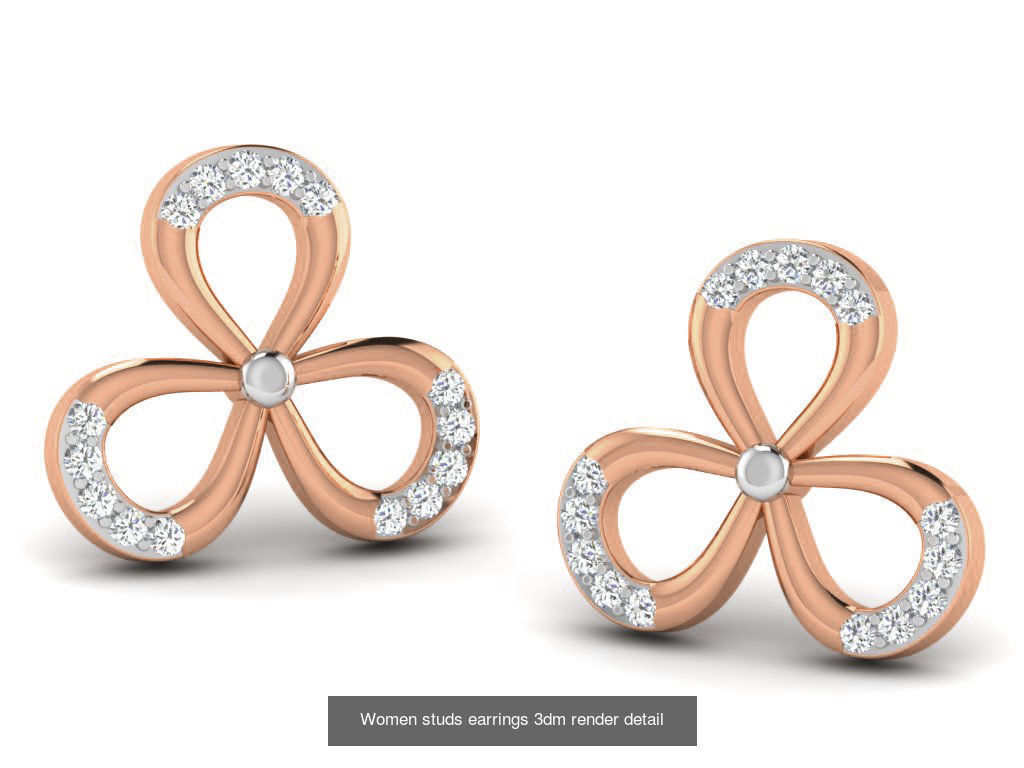 395 Women studs earrings 3dm render detail  3D Model Collection_203