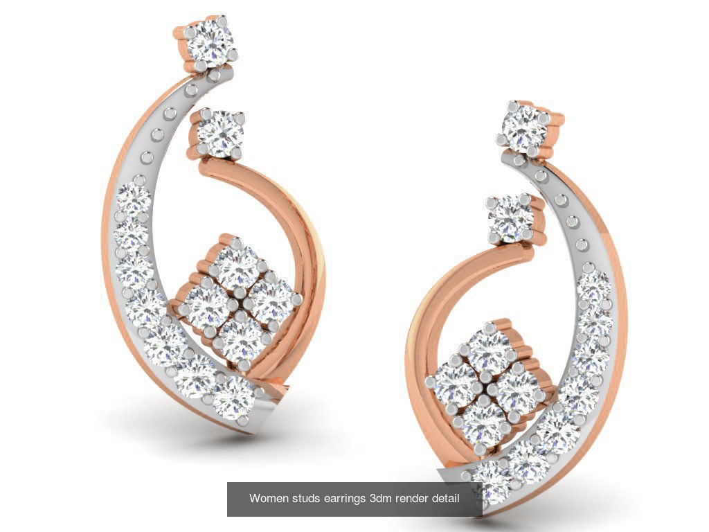395 Women studs earrings 3dm render detail  3D Model Collection_127