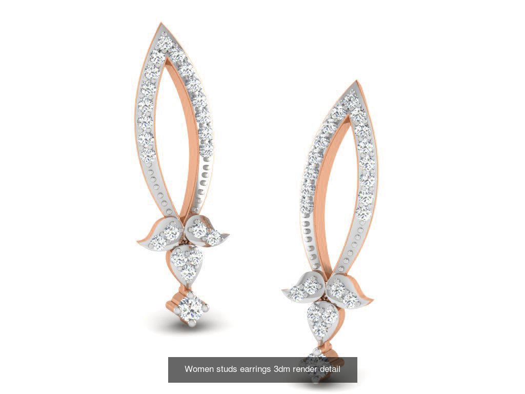 395 Women studs earrings 3dm render detail  3D Model Collection_182