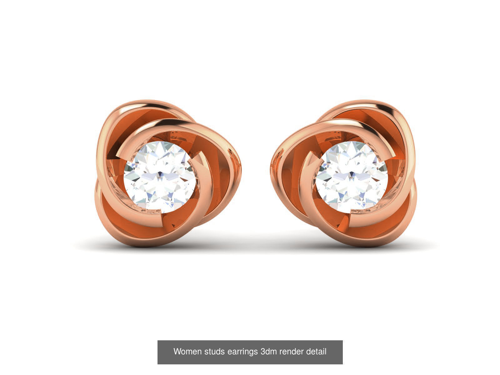 395 Women studs earrings 3dm render detail  3D Model Collection_27