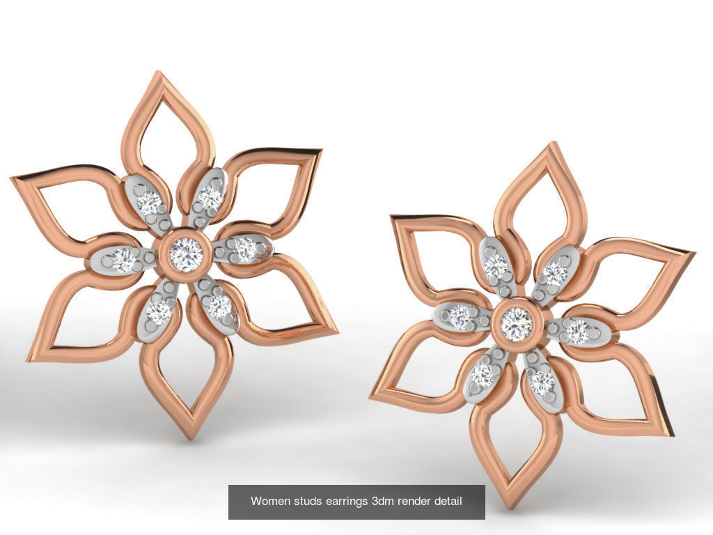 395 Women studs earrings 3dm render detail  3D Model Collection_211