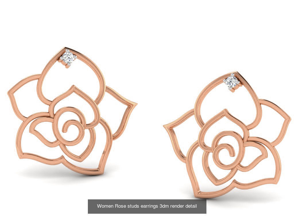 395 Women studs earrings 3dm render detail  3D Model Collection_84