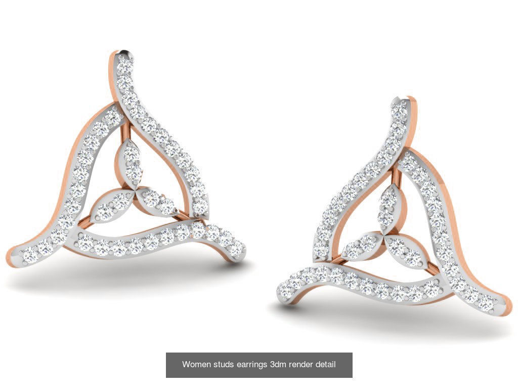395 Women studs earrings 3dm render detail  3D Model Collection_185