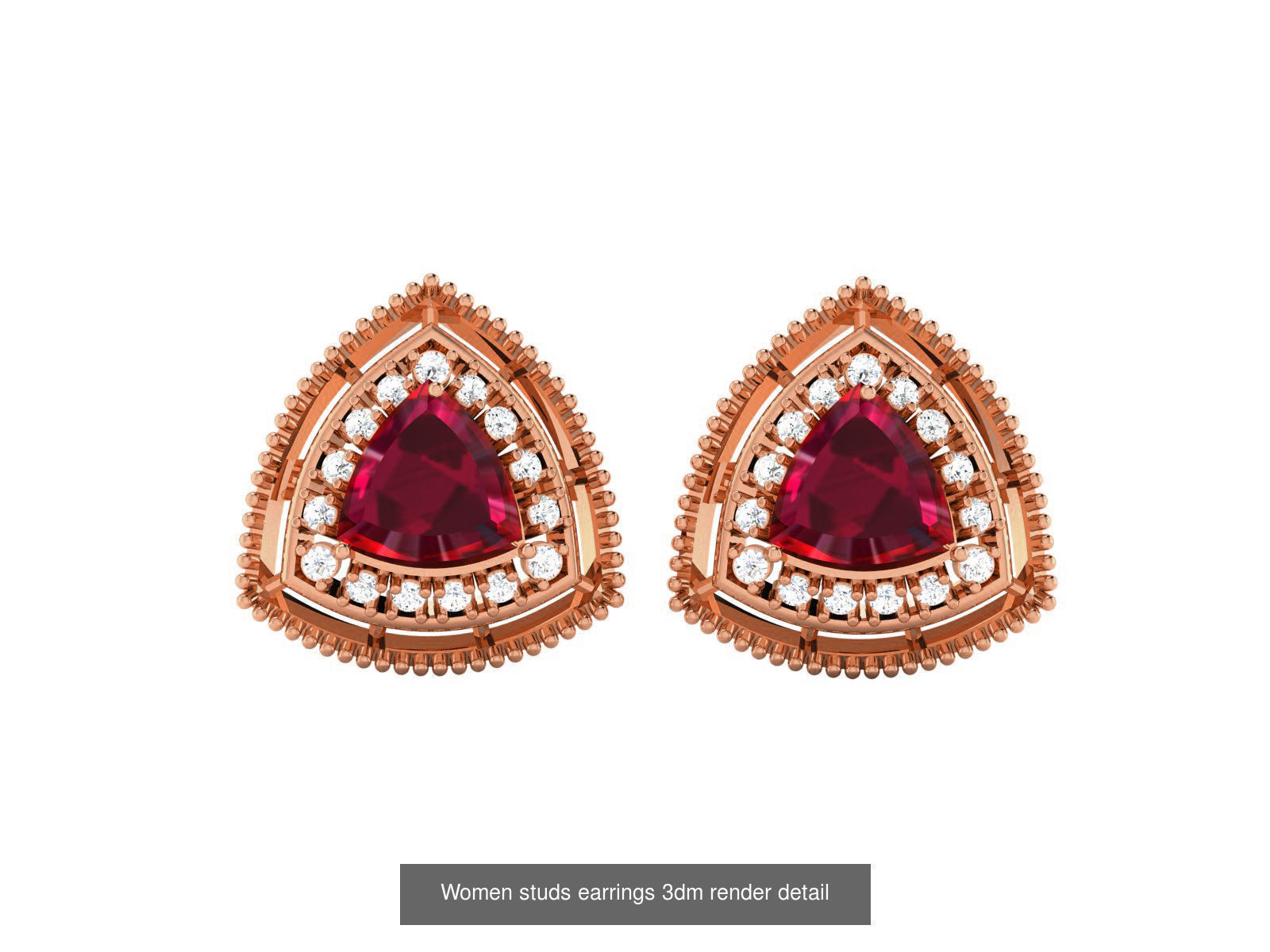 395 Women studs earrings 3dm render detail  3D Model Collection_77