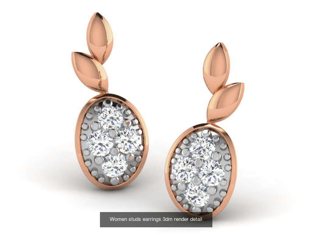 395 Women studs earrings 3dm render detail  3D Model Collection_67