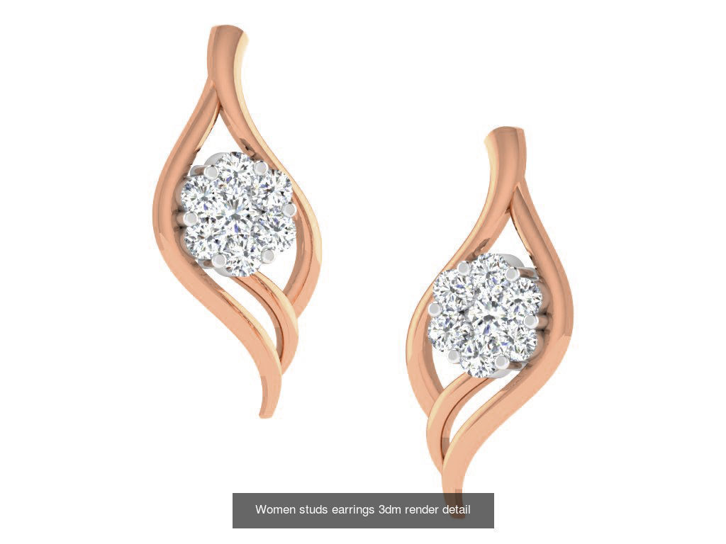 395 Women studs earrings 3dm render detail  3D Model Collection_155