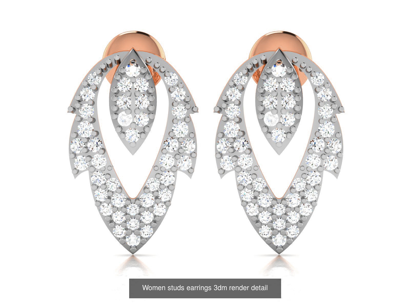 395 Women studs earrings 3dm render detail  3D Model Collection_120