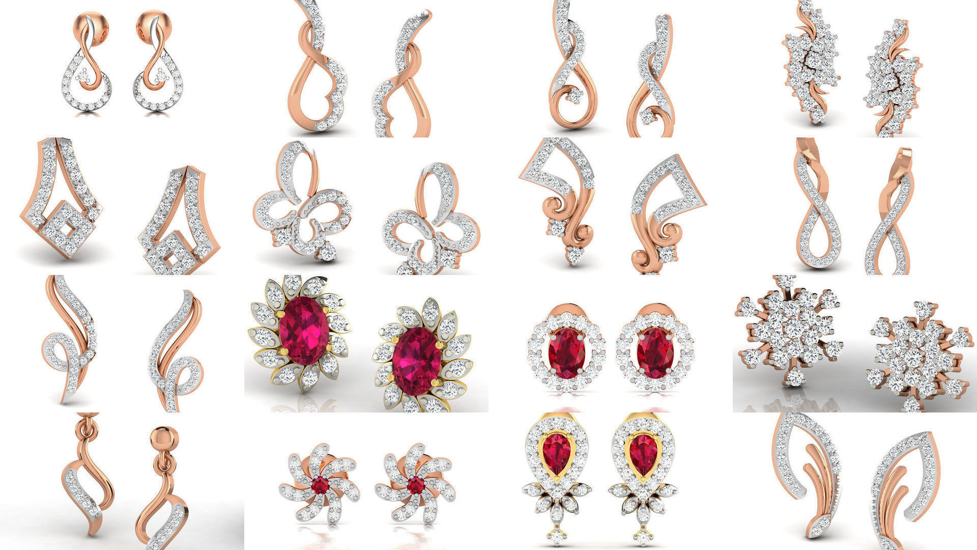 395 Women studs earrings 3dm render detail  3D Model Collection_56