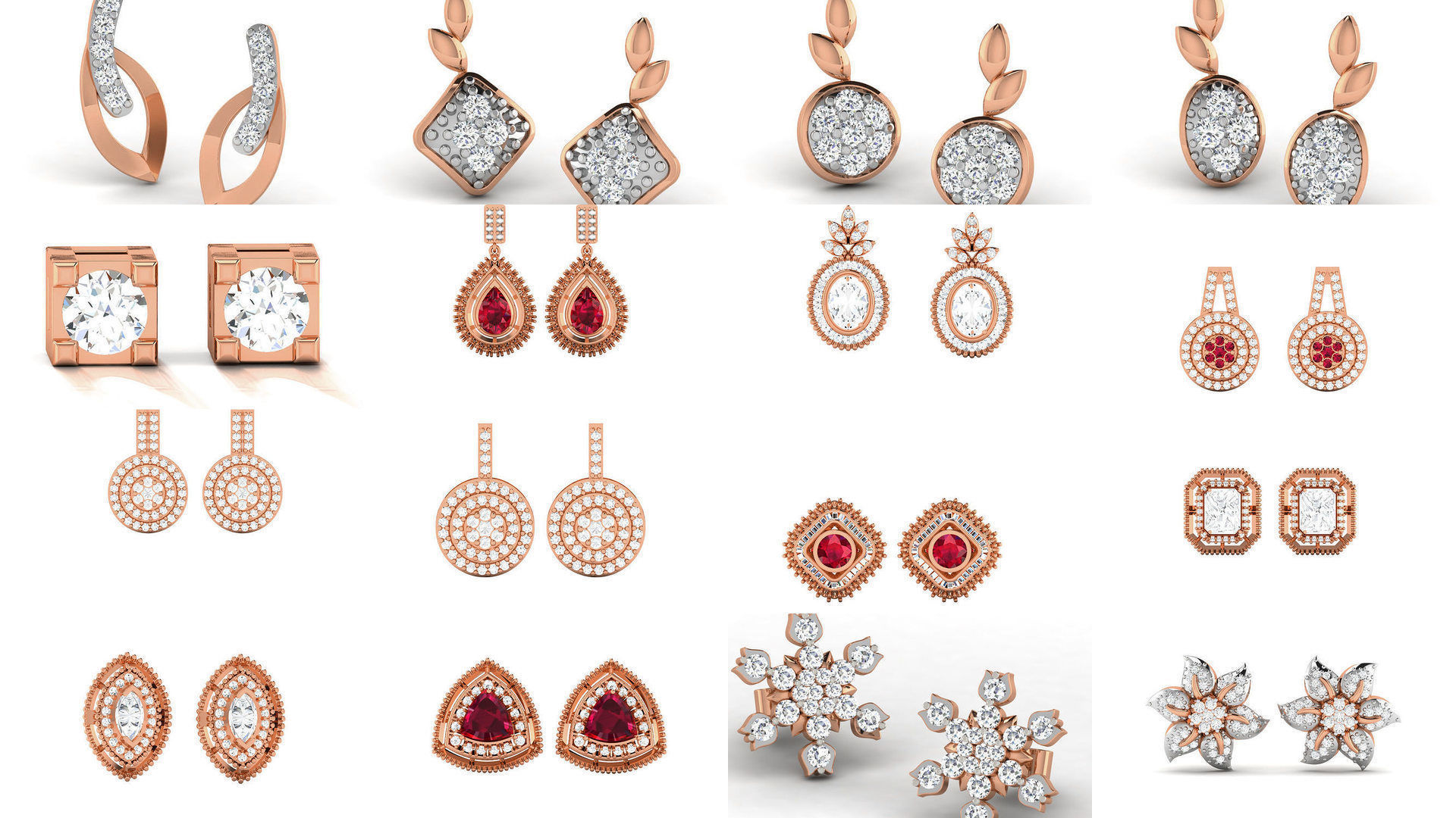 395 Women studs earrings 3dm render detail  3D Model Collection_1