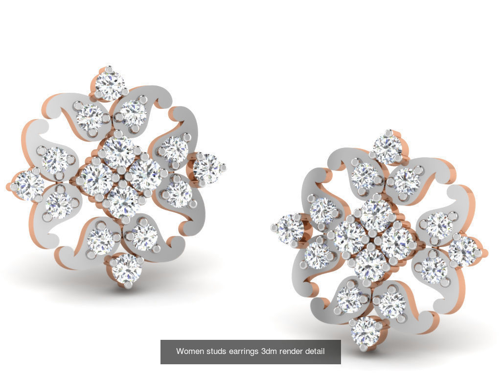 395 Women studs earrings 3dm render detail  3D Model Collection_162