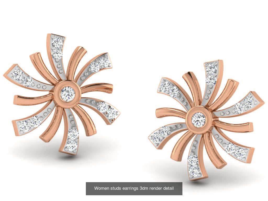 395 Women studs earrings 3dm render detail  3D Model Collection_178