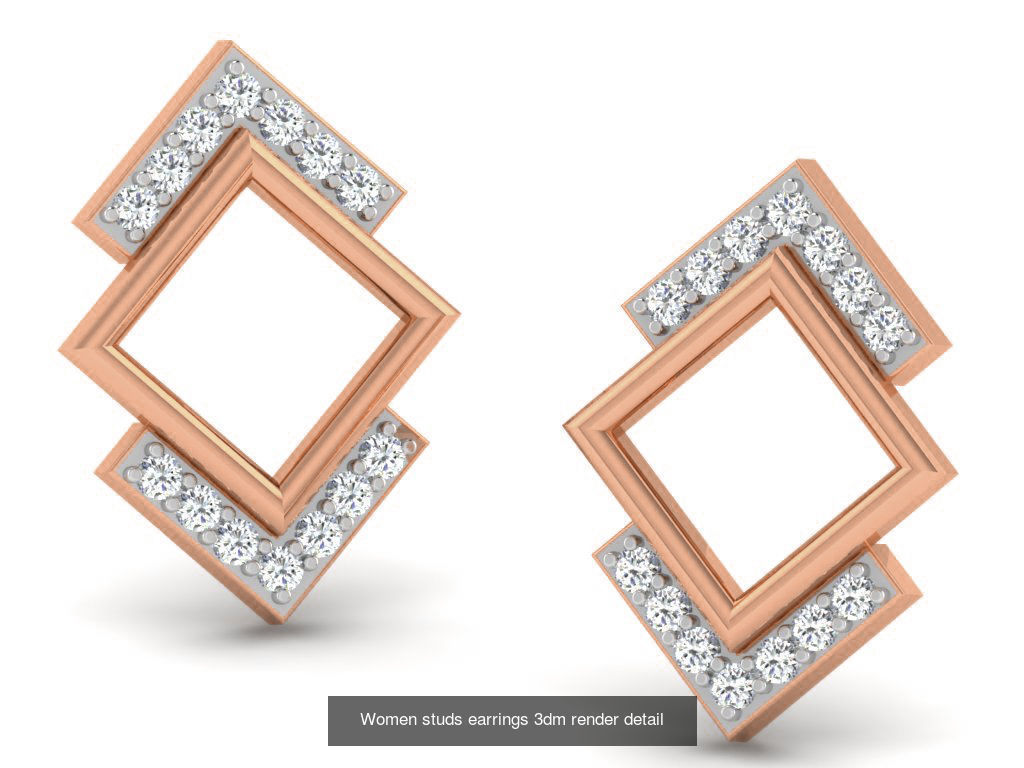 395 Women studs earrings 3dm render detail  3D Model Collection_191