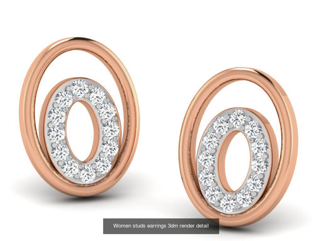 395 Women studs earrings 3dm render detail  3D Model Collection_226